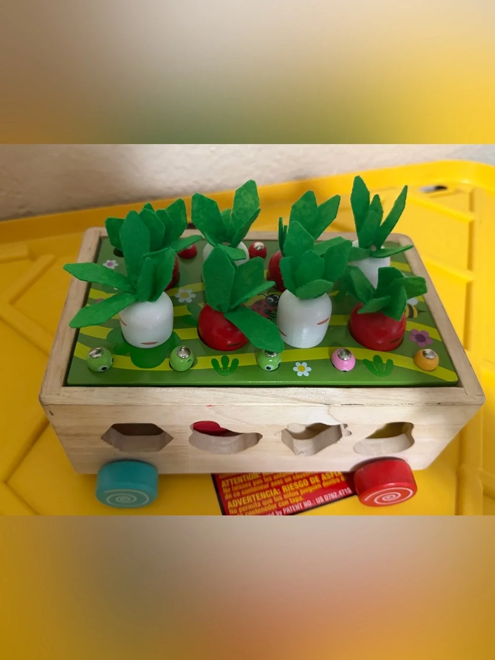 Wooden Montessori Pull-Along Shape Sorter & Vegetable Harvest Learning Toy Set
